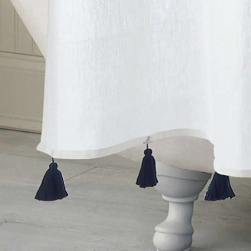 72-inch Navy and White Stripes Cotton Shower Curtain by HomePacific