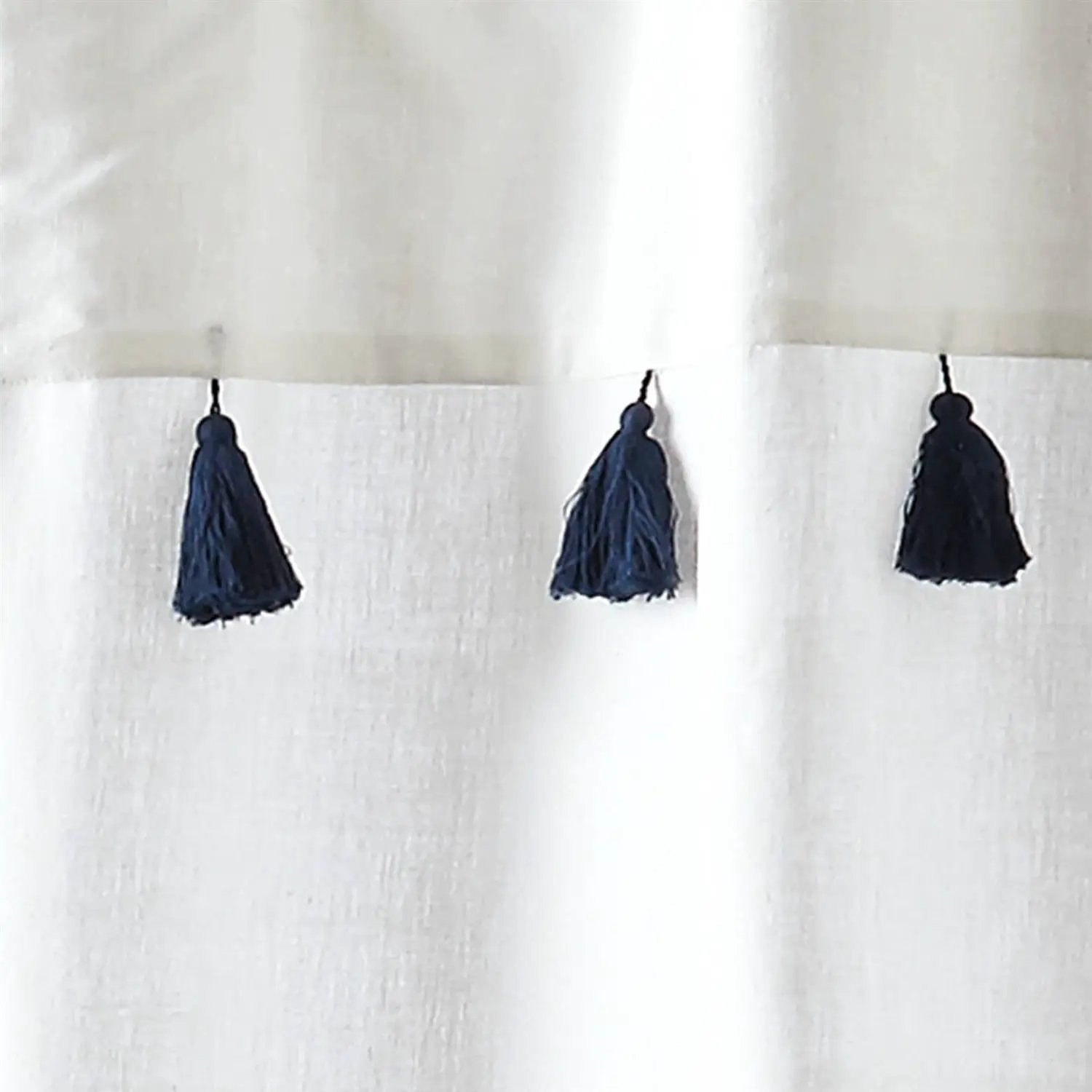 72-inch Navy and White Stripes Cotton Shower Curtain by HomePacific