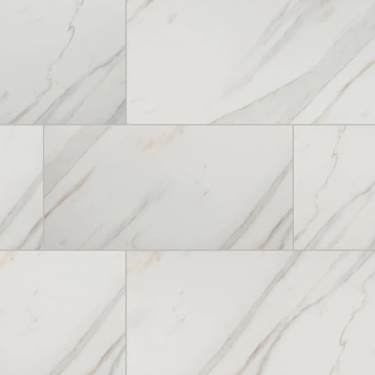 Pietra Calacatta Polished Bullnose Marble Look Porcelain Moldings 3x18 close up
