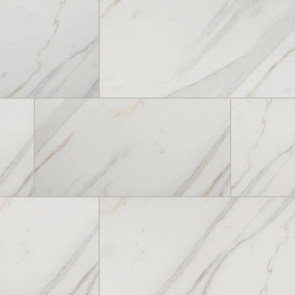 Pietra Calacatta Polished Bullnose Marble Look Porcelain Moldings 3x18