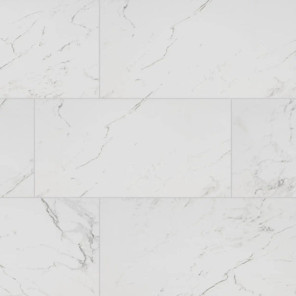 Pietra Carrara Polished Marble Look Porcelain Tiles 12x24