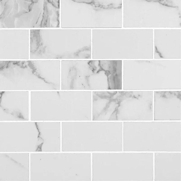 Pietra Statuario Polished Marble Look Porcelain Tiles 2x4