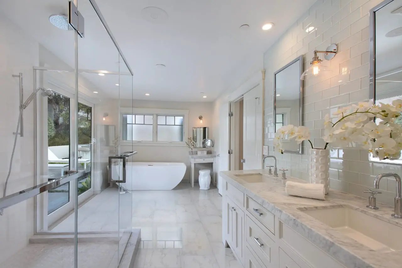Praia Carrara Matte Porcelain Tiles 24x48 in a finished room