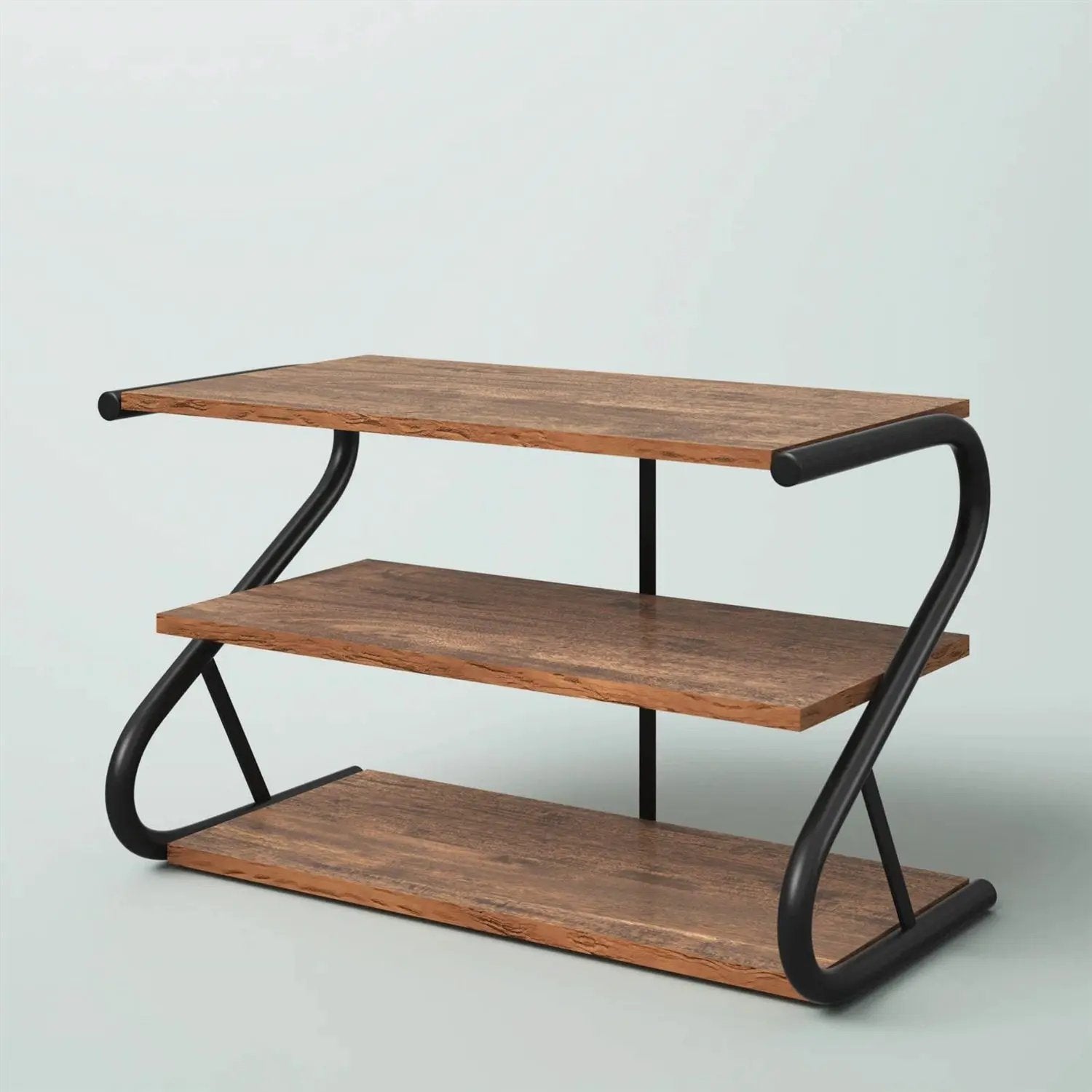 Modern Industrial Metal Wood 3-Tier Shoe Rack - Holds up to 9 Pair of Shoes by HomePacific