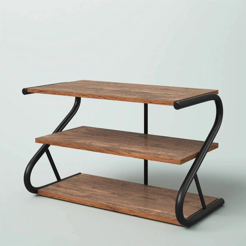 Modern Industrial Metal Wood 3-Tier Shoe Rack - Holds up to 9 Pair of Shoes by HomePacific
