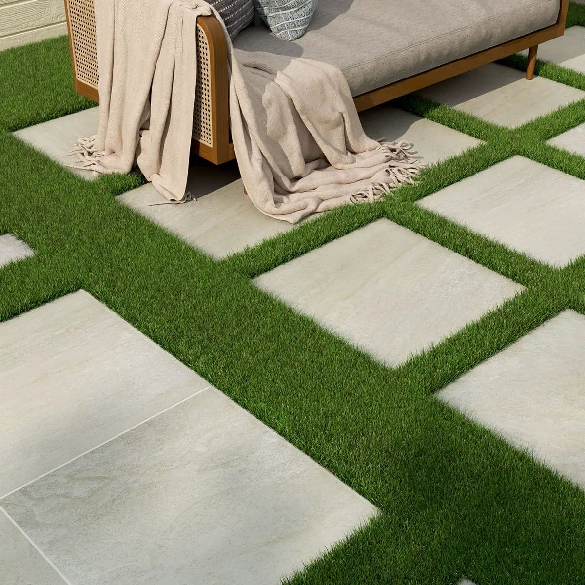 Legions Quartz White Matte Porcelain Pavers 24x48 in a finished room