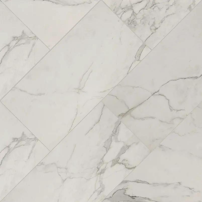 Regallo Calacatta Isla Matte Marble Look Porcelain Tiles 12x24 angled view