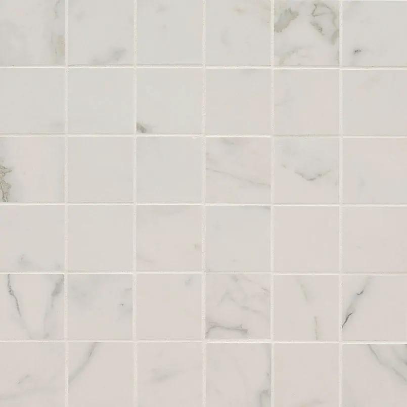 Regallo Calacatta Isla Matte Marble Look Porcelain Mosaics 2x2 close up