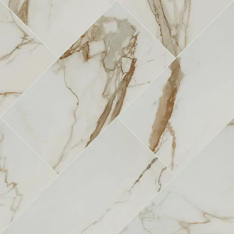 Regallo Calacatta Marbella Matte Marble Look Porcelain Mosaics 2x2 angled view
