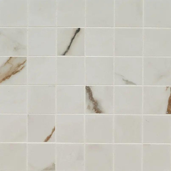Regallo Calacatta Marbella Matte Marble Look Porcelain Mosaics 2x2