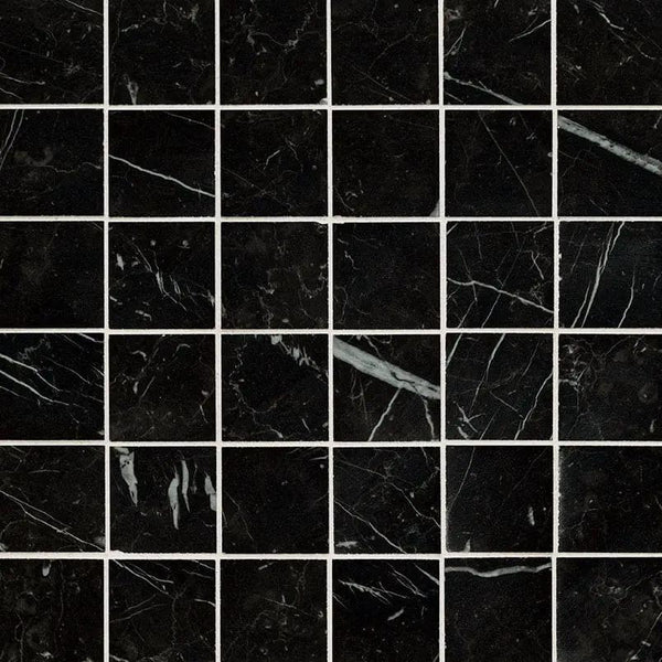 Regallo Marquina Noir Matte Marble Look Porcelain Mosaics 2x2