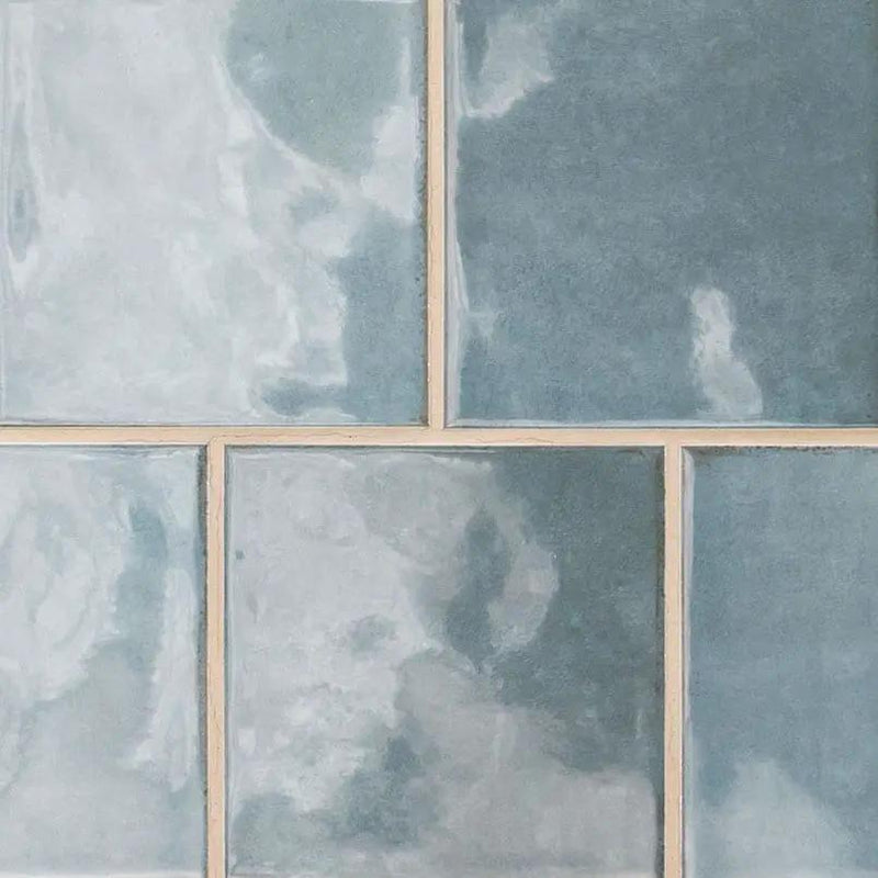 Renzo Denim Ceramic Tile 3x12 Glossy Mosaics 5x5 close up