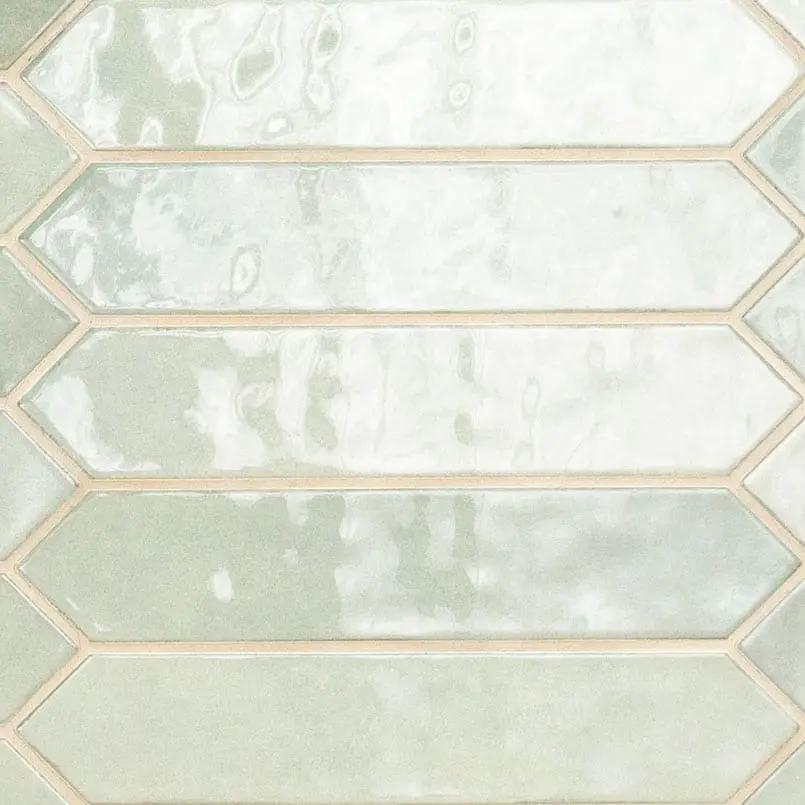 Renzo Jade Ceramic Tile 3x12 Glossy Picket Mosaics 2.5x13 by MSI Surfaces