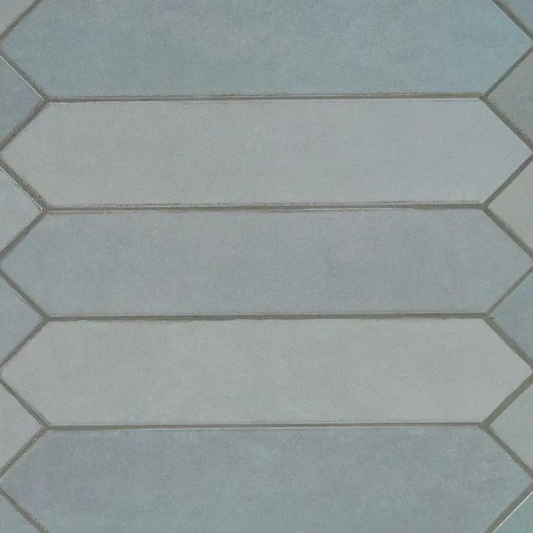 Renzo Sky Ceramic Wall Tile Glossy Picket Mosaics 2.5x13