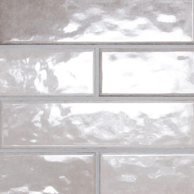 Renzo Sterling 3x12 Tile Glossy Ceramic Mosaics close up