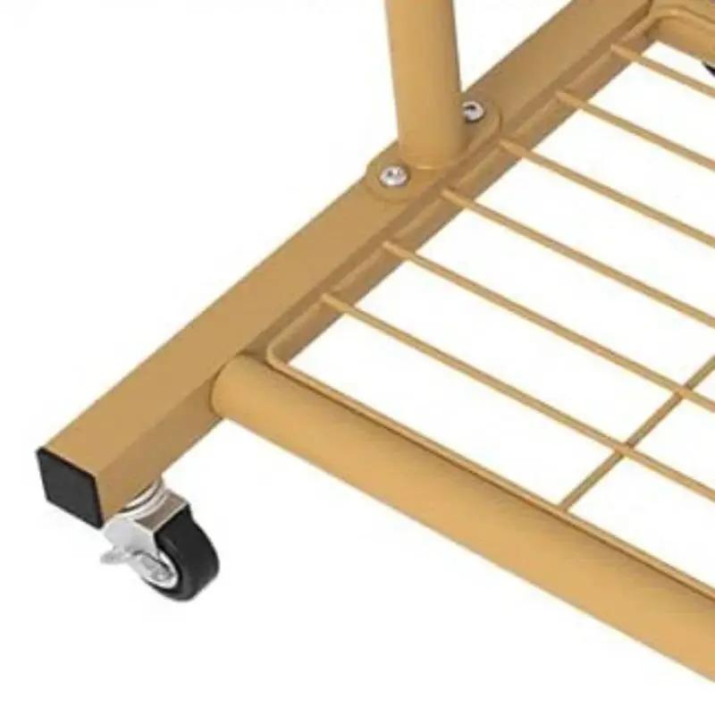 Modern Garment Rack Clothes Hanging Rod with Lockable Wheels in Gold by HomePacific