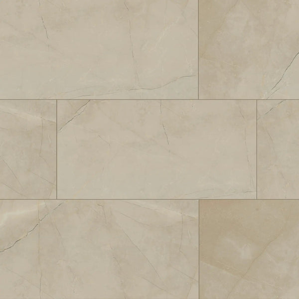 Sande Cream Polished Marble Look Porcelain Tiles 12x24