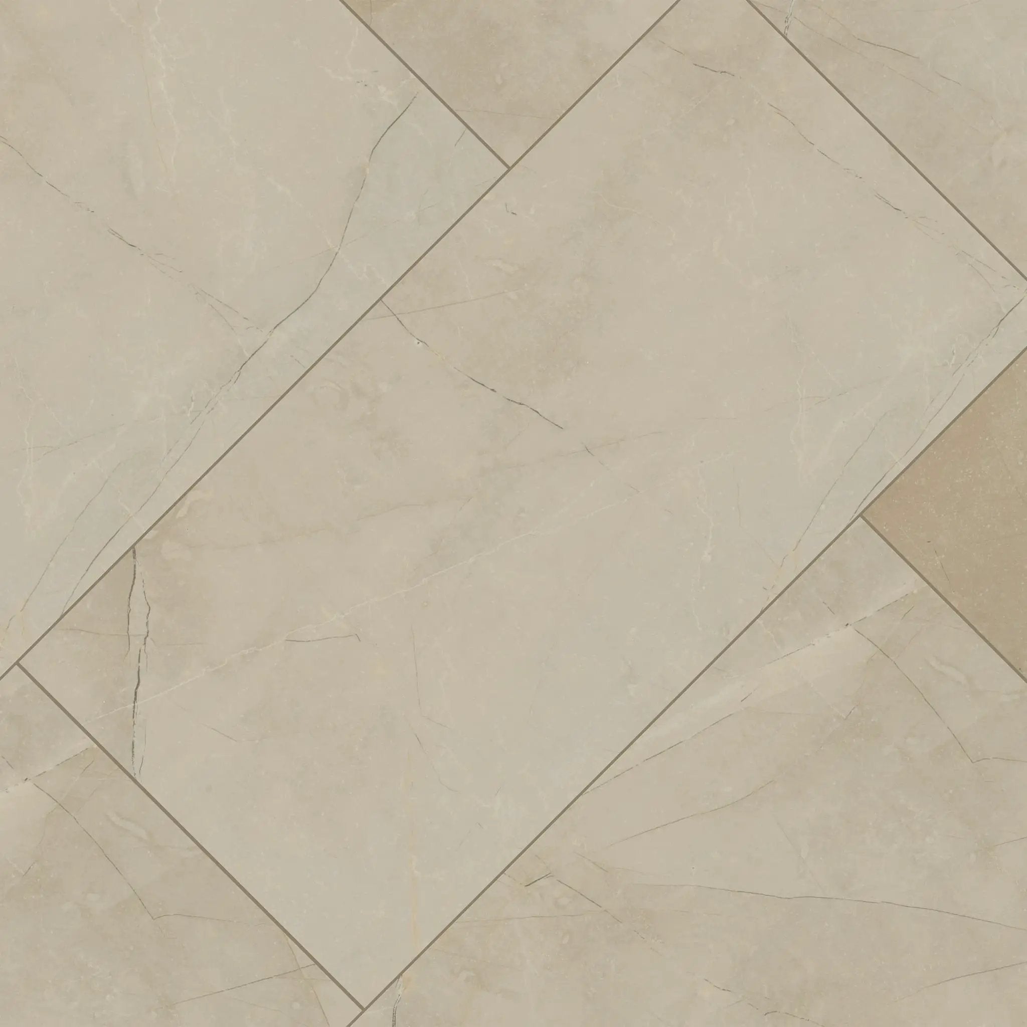 Sande Cream Polished Marble Look Porcelain Tiles 24x24 angled view