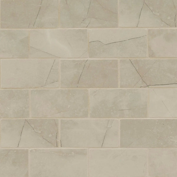 Sande Cream Polished Marble Look Porcelain Mosaics 2x4