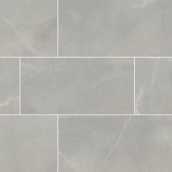 Sande Grey Polished Marble Look Porcelain Tiles 24x48