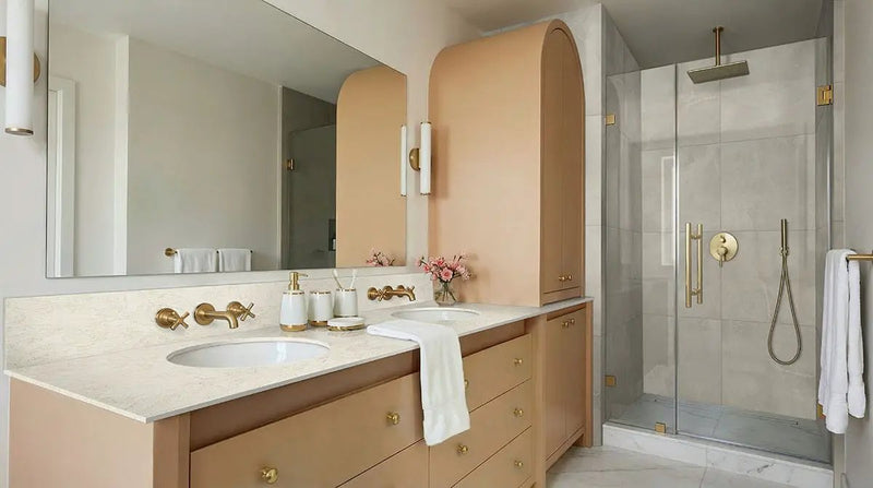 Sande Ivory Polished Marble Look Porcelain Tiles 24x24 in a finished room