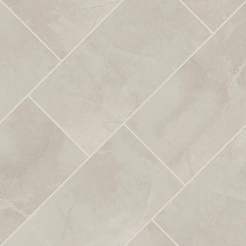 Sande Ivory Polished Bullnose Marble Look Porcelain Moldings 3x18 angled view