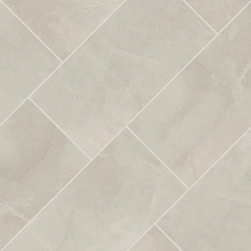 Sande Ivory Matte Bullnose Marble Look Porcelain Moldings 3x18 angled view