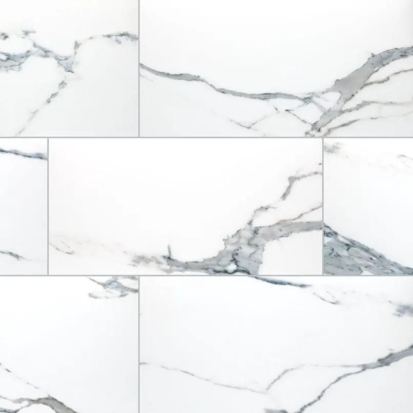 Savoy Azula Polished Marble Look Porcelain Tiles 12x24 close up