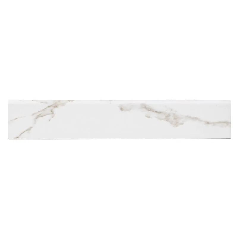 Savoy Crema Matte Bullnose Marble Look Porcelain Moldings 3x24 close up