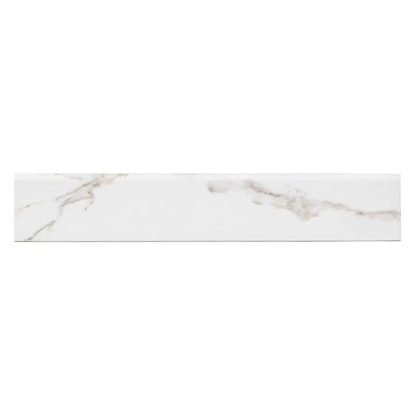 Savoy Crema Matte Bullnose Marble Look Porcelain Moldings 3x24