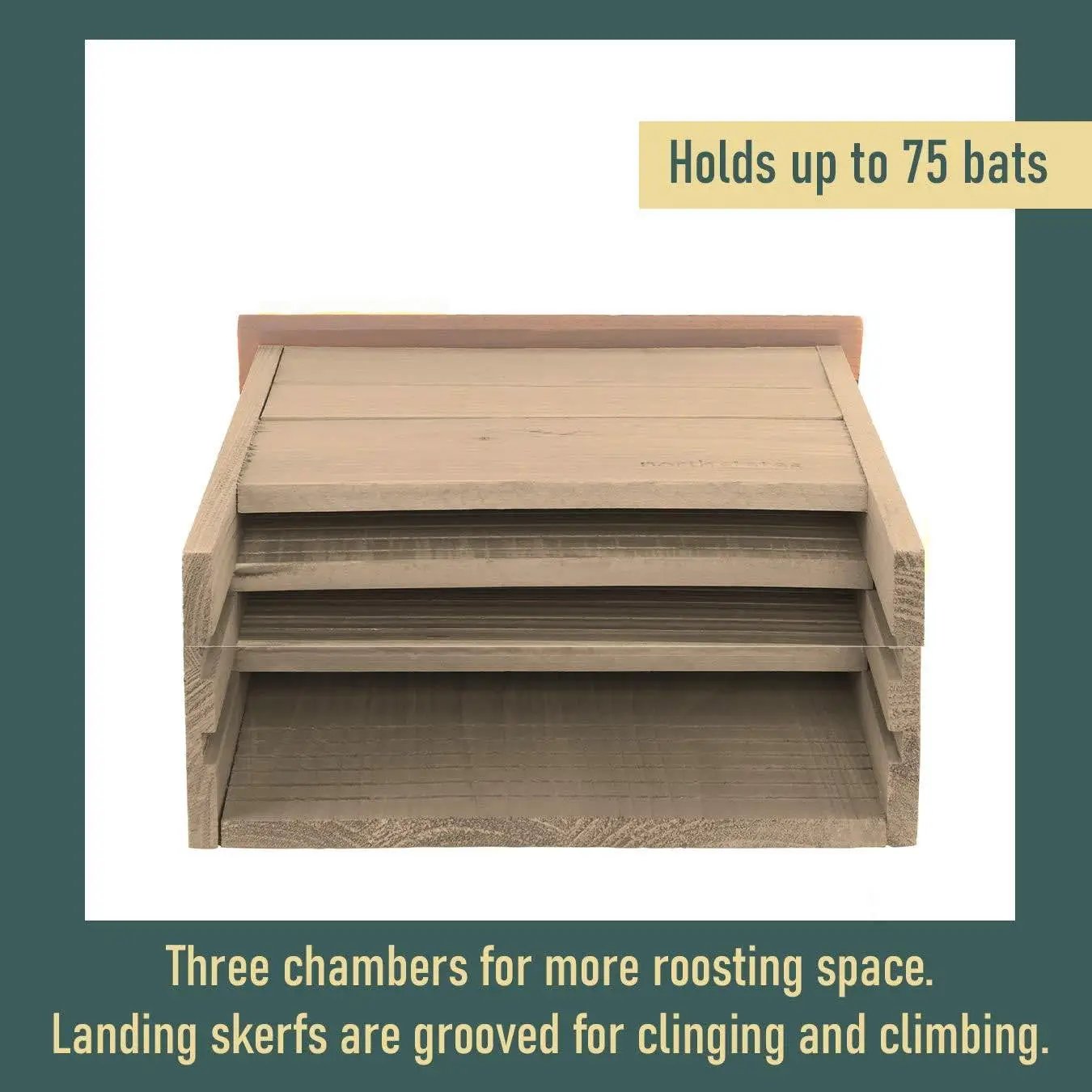Outdoor Solid Cedar Wood Bat House - Holds up to 75 Bats by HomePacific