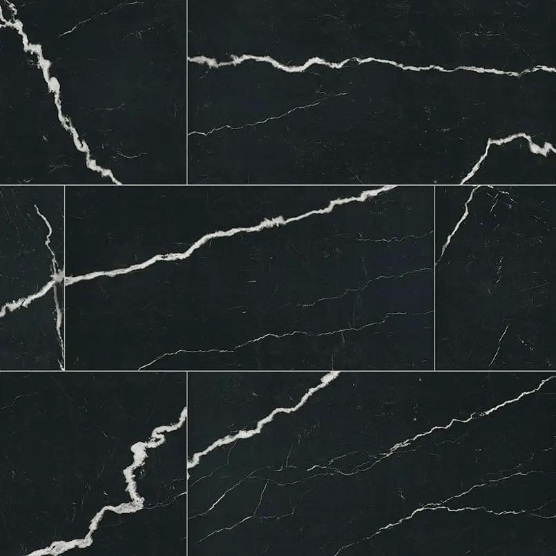 Exotika Soho Noir Polished Marble Look Porcelain Tiles 24x48 close up