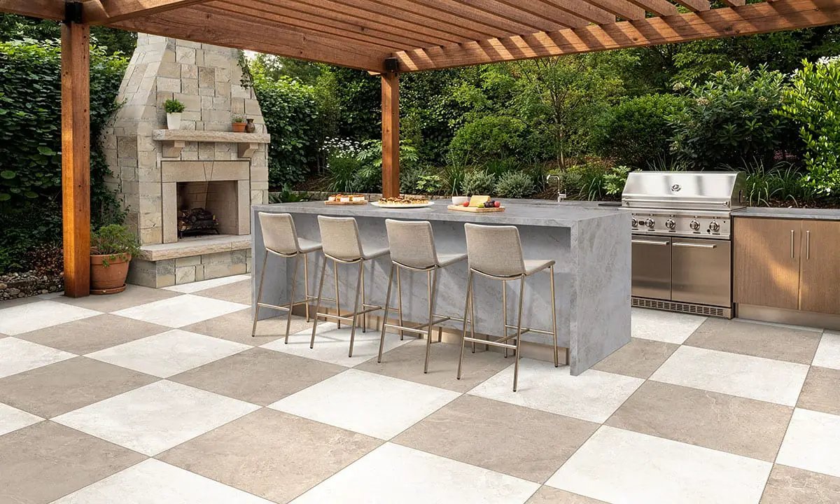 Soreno Ivory Matte Porcelain Tiles 24x24 in a finished room