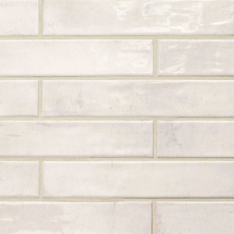 Stella Blush 2x10 Glossy Ceramic Mosaics close up