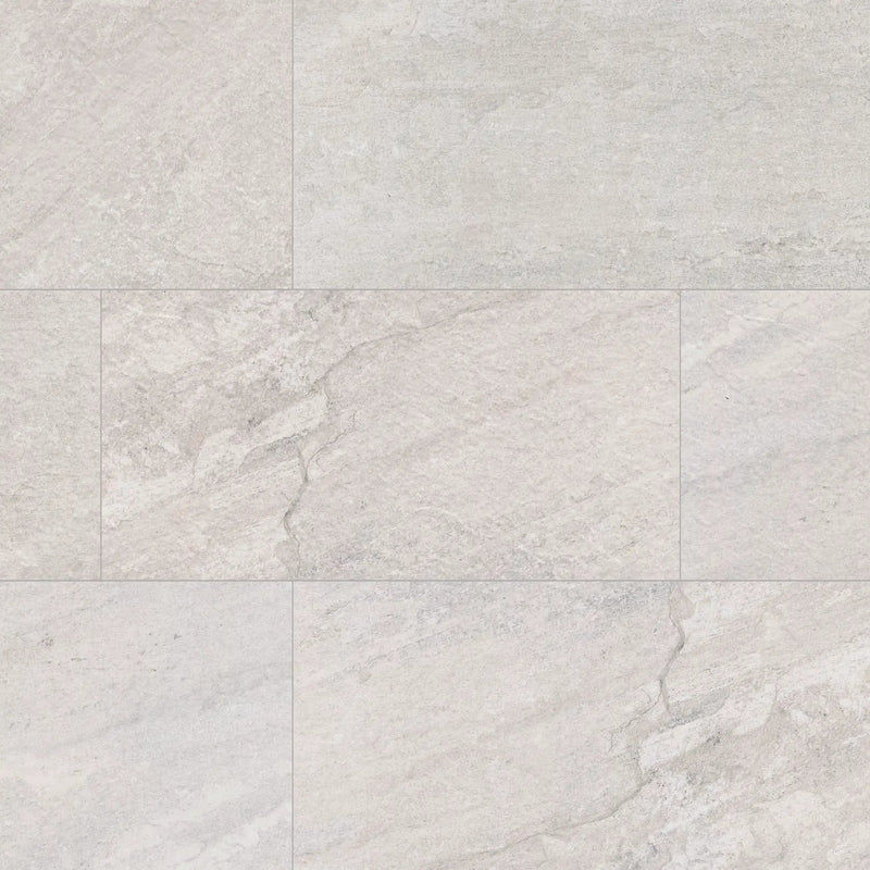 Traktion Stowe Silver Dune Matte Slate Look Porcelain Tiles 24x48 close up