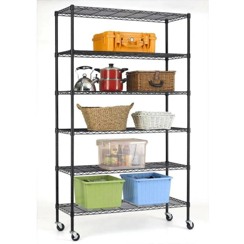 Heavy Duty 6-Shelf Adjustable Metal Shelving Rack with Casters by HomePacific