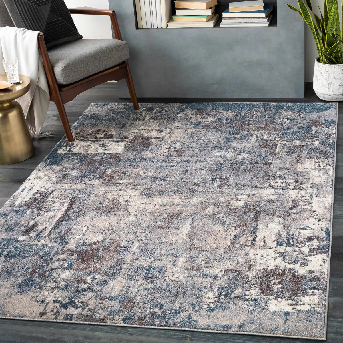 Netherfield Abstract Gray Rug, installed in a room 5