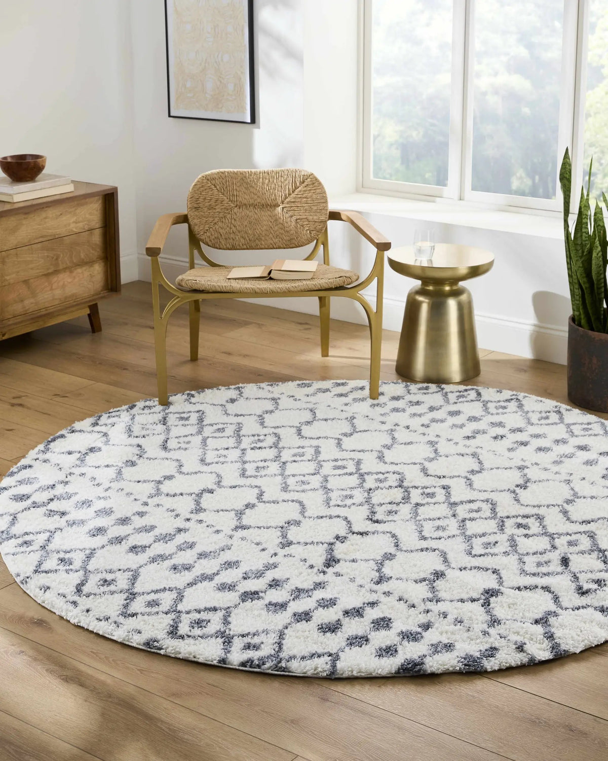 White Gray Navassa Rug - Clearance, installed in a room 2