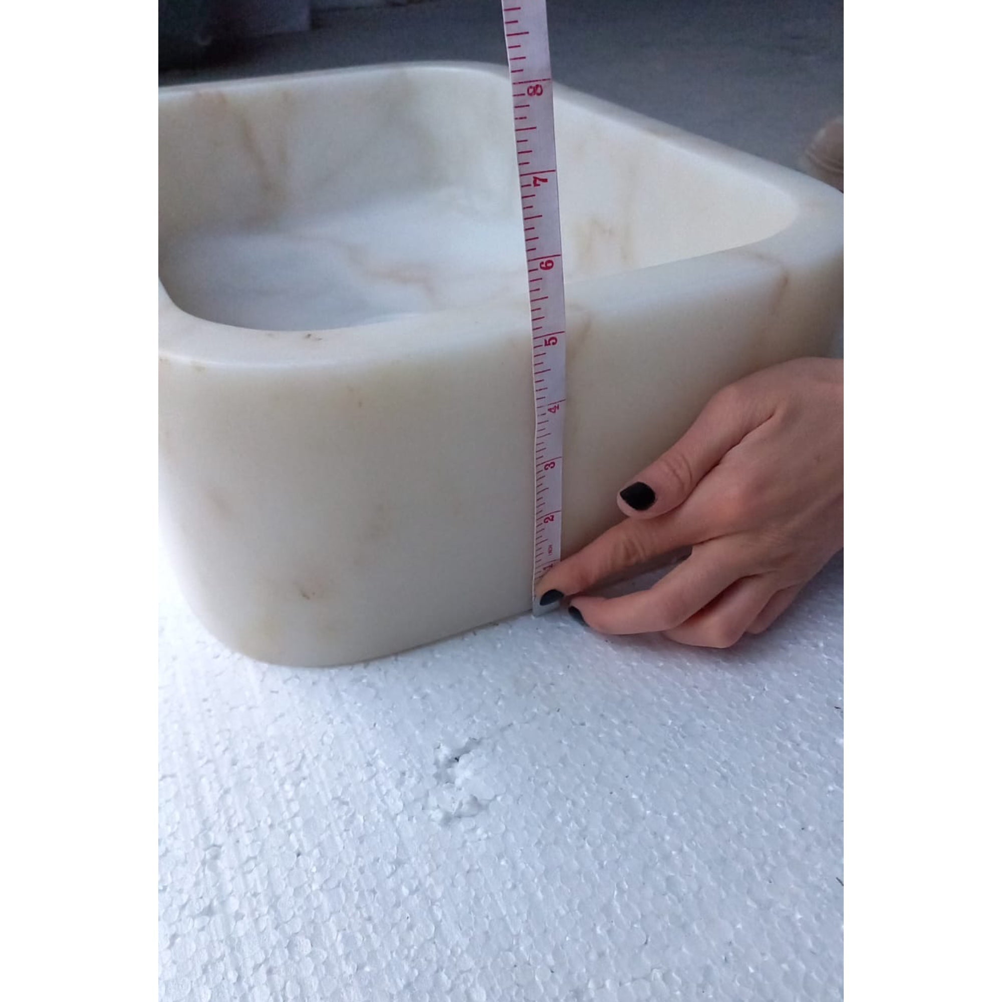 European Sugar Marble Rectangular Farmhouse Sink Semi-Polished (W)12.5" (L)18" (H)5" by GobekDesign