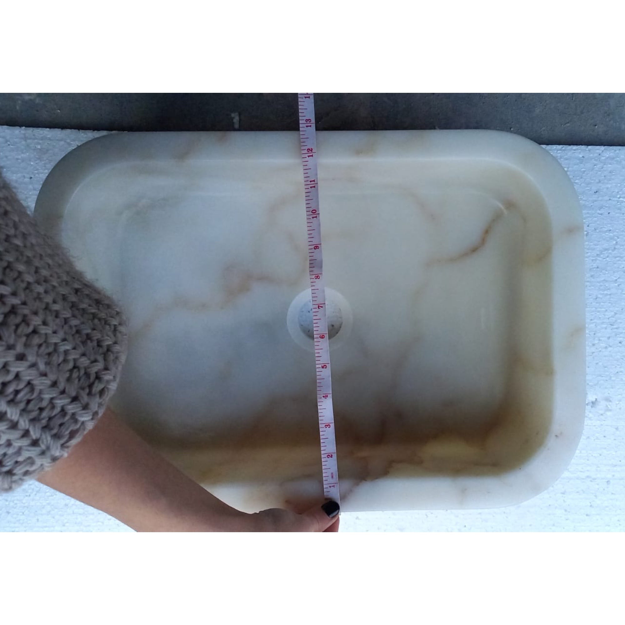 European Sugar Marble Rectangular Farmhouse Sink Semi-Polished (W)12.5" (L)18" (H)5" by GobekDesign