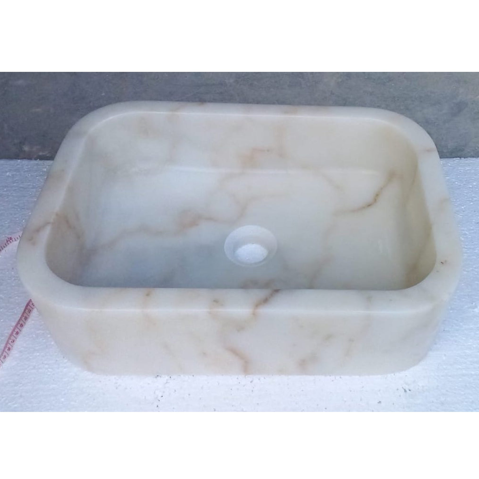 European Sugar Marble Rectangular Farmhouse Sink Semi-Polished (W)12.5" (L)18" (H)5" by GobekDesign