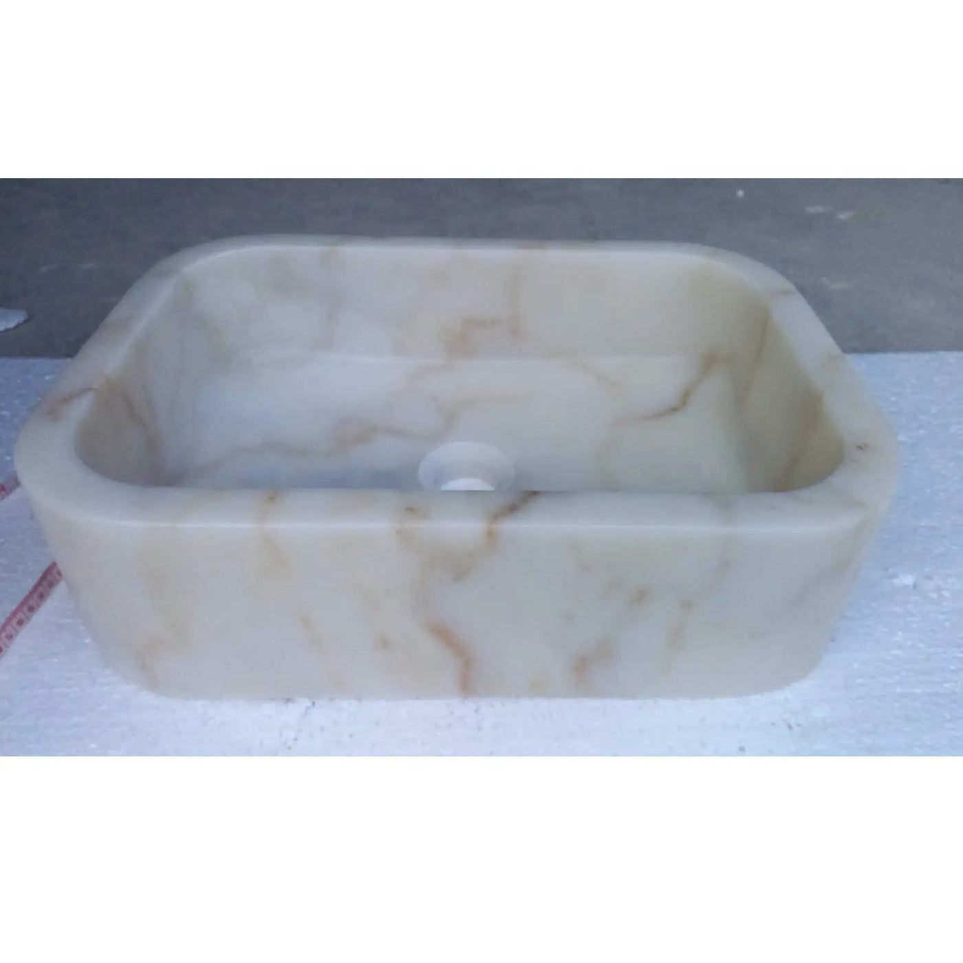 European Sugar Marble Rectangular Farmhouse Sink Artisan Semi-Polished 12.5x18x5 by GobekDesign
