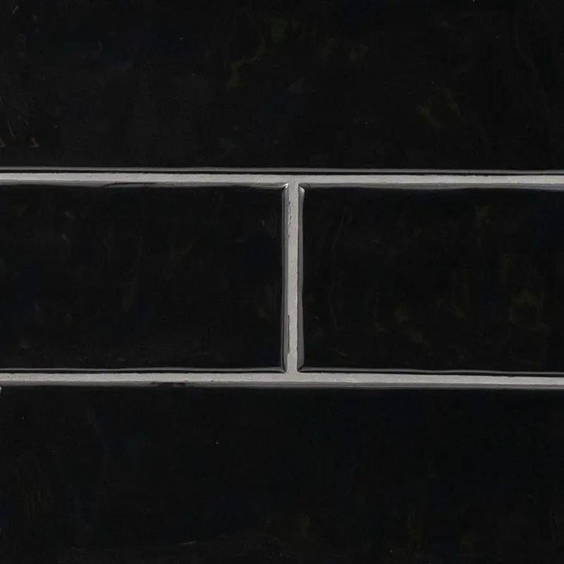 Urbano Ink Tile Glossy Ceramic Mosaics 4x12 close up