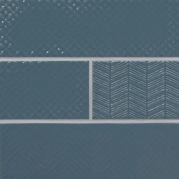 Urbano Navy Glossy Ceramic Mosaics 4x12 2