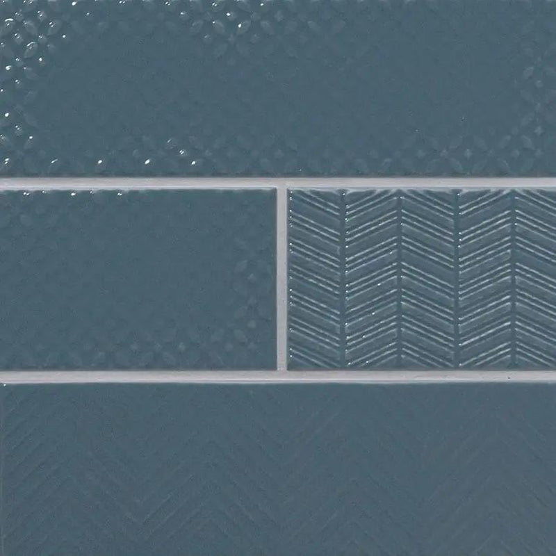 Urbano Navy Glossy Ceramic Mosaics 4x12 2 close up