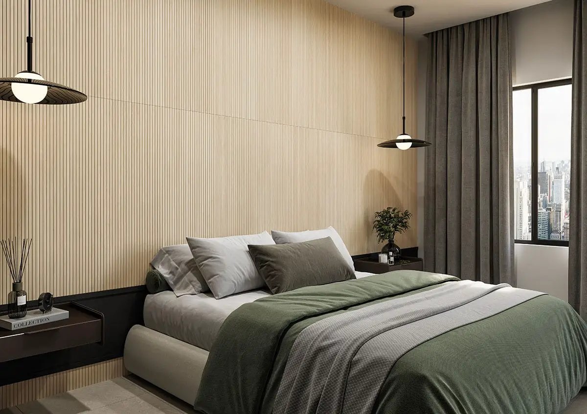 Urbanslat Blonde Matte Ceramic Mosaics 16x48 in a finished room