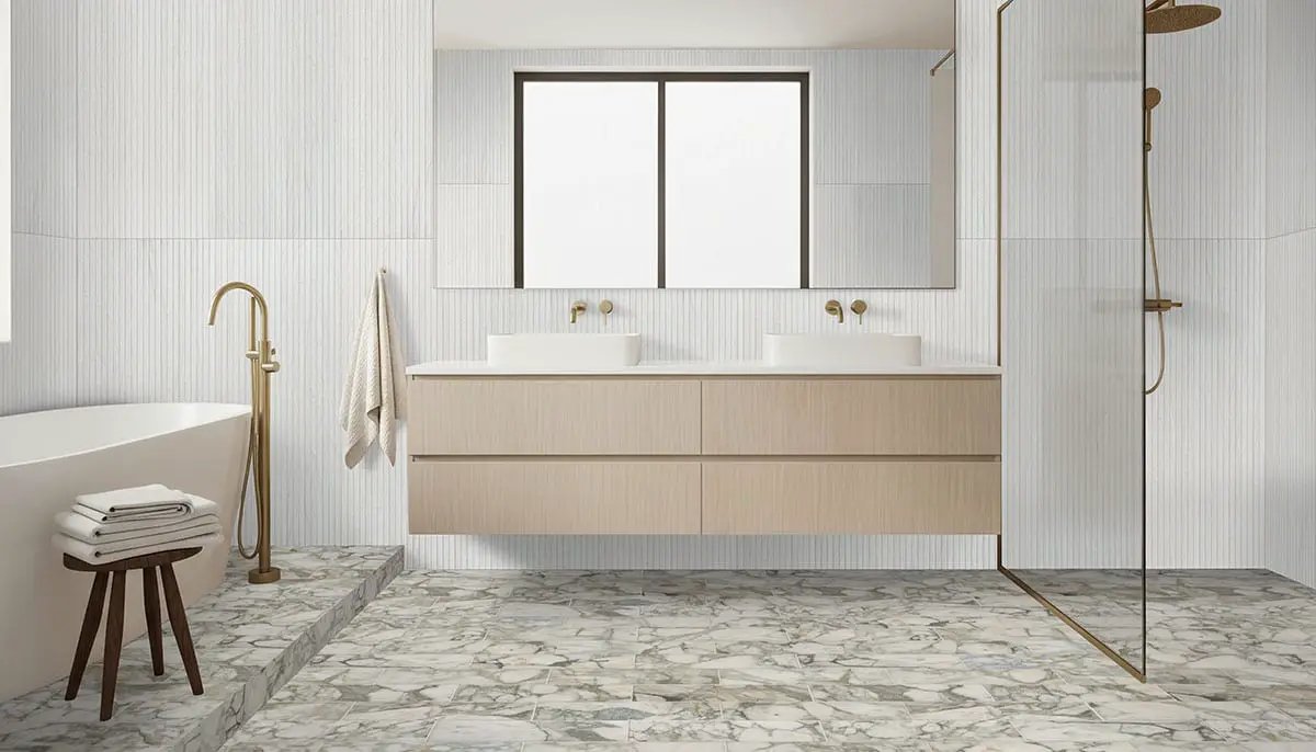 Urbanslat White Matte Ceramic Mosaics 16x48 in a finished room