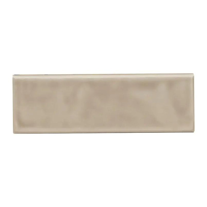 Urbano Warm Concrete Tile Glossy Bullnose Ceramic Mosaics 4x12 close up