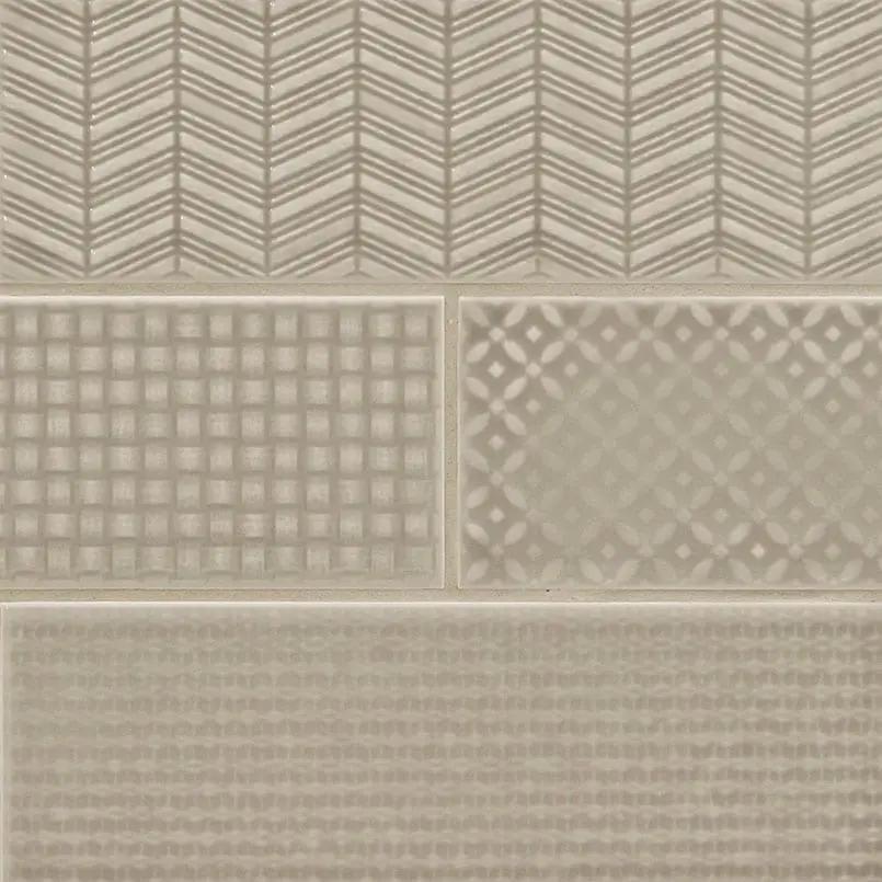 Urbano Warm Concrete Tile Glossy Ceramic Mosaics 4x12 2 close up