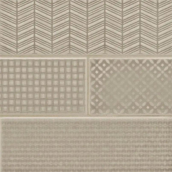 Urbano Warm Concrete Tile Glossy Ceramic Mosaics 4x12 2